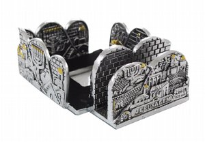 Business Card & Memo Paper Desk Stand – Jerusalem & Menorah Design Business Card & Memo Paper Desk Stand – Jerusalem & Menorah Design
