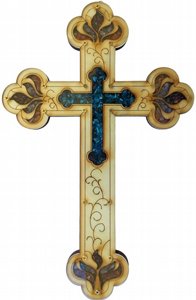Wood Cross with Gemstones – Poplar Wood Wall Hanging from Israel Wood Cross with Gemstones – Poplar Wood Wall Hanging from Israel
